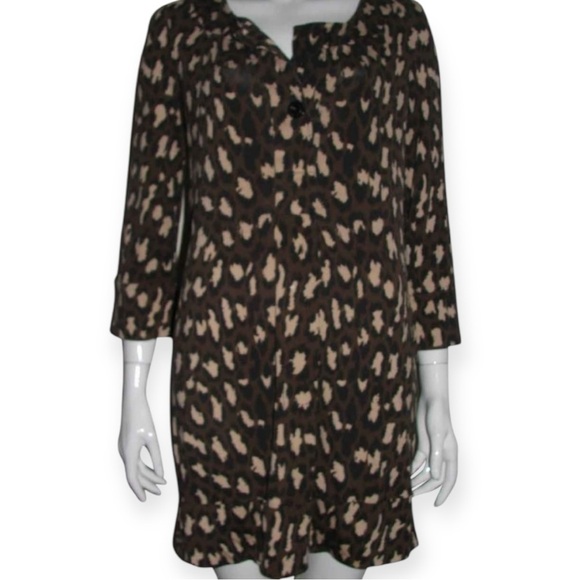 Diane von Furstenberg Silk Shift Dress |Brown Animal Print| vintage - Picture 7 of 14